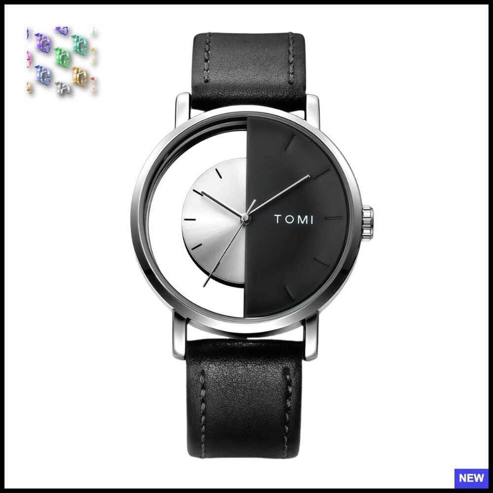 Minimalist Skeleton Dial Quartz Watch Classic Unisex Leather Band Waterproof